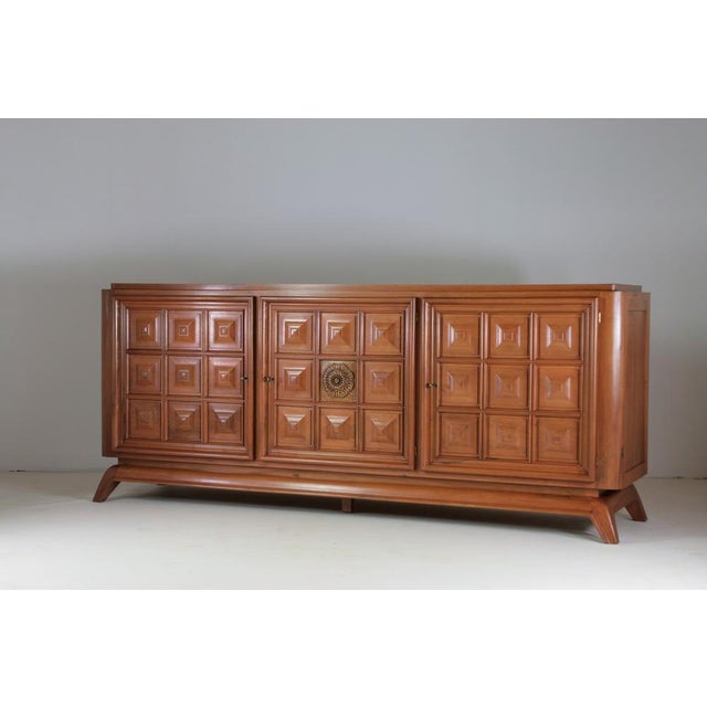 1940s Large Brutalist Walnut Sideboard, France, 1940s For Sale - Image 5 of 13