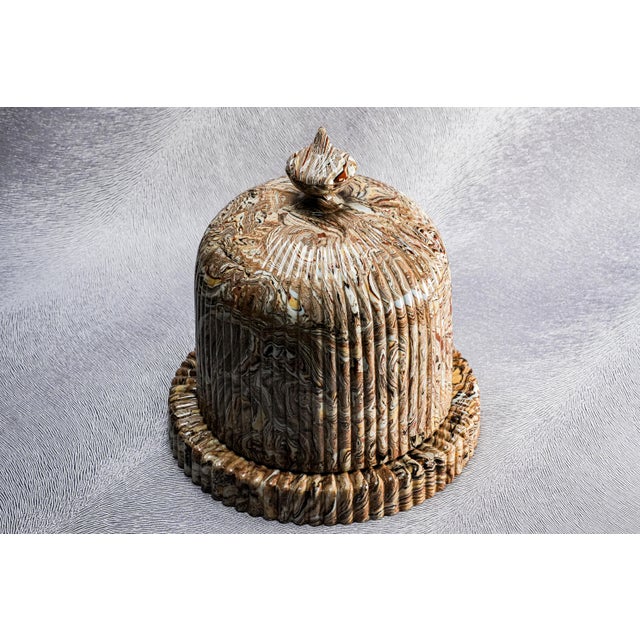 Rare 19th Century Antique Victorian Copeland & Garrett Agateware Pottery Cheese Dish and Lid English Ceramic Art Pottery For Sale - Image 18 of 18