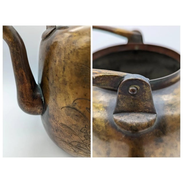 Bronze Antique Edo Period Bronze Water Pitcher in Sen Rikyu's Style For Sale - Image 8 of 13