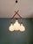 Scandinavian Chandelier in Teak and White Opaline Glass, 1960s, in Flawless conditions. Designed 1960 to 1969 Up to 250V...