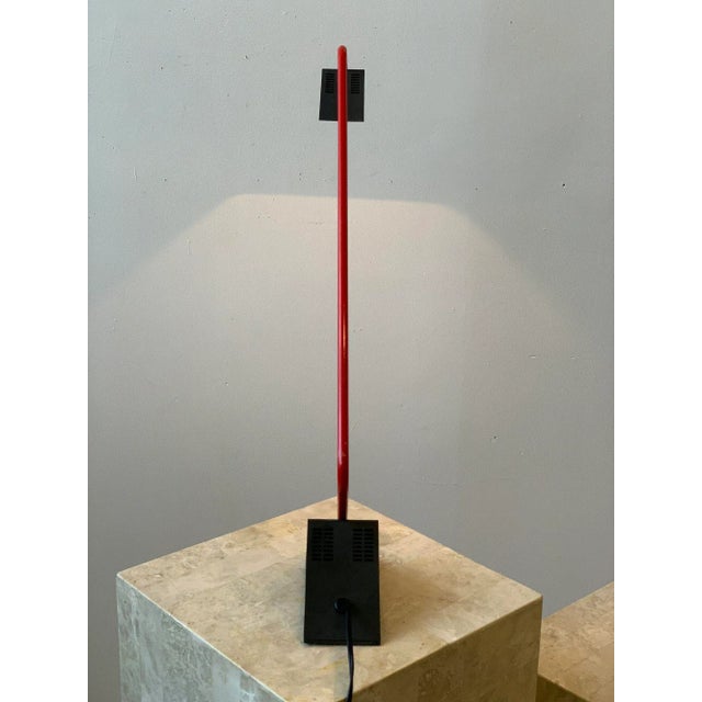 Vintage Postmodern Disegno Italia Red Enameled Metal + Molded Plastic Angy Table Lamp, Circa 1970s For Sale - Image 4 of 13