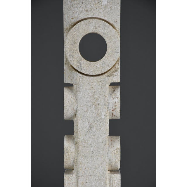Beige Alberto Cabiddu, Postmodern Totemic Sculpture, 1997, Pietra di Vicenza For Sale - Image 8 of 14
