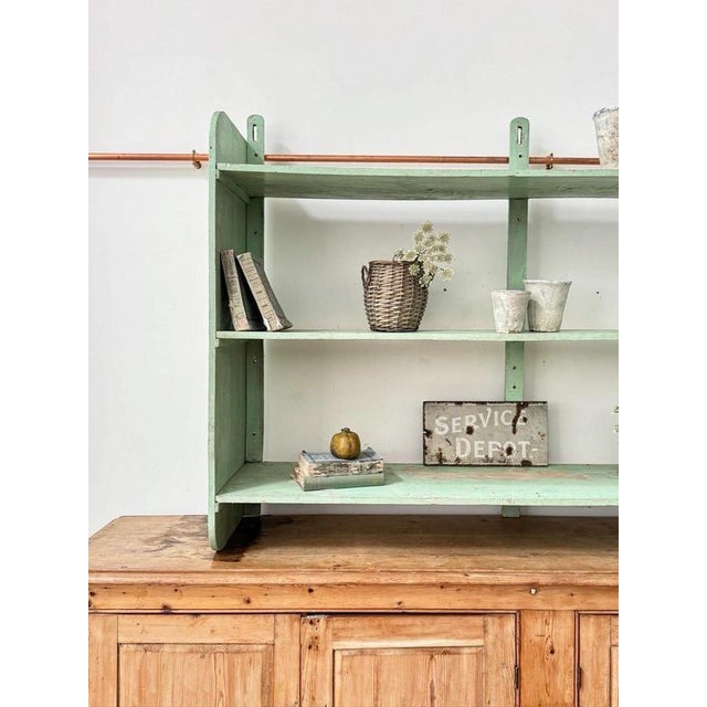 A huge set of chippy painted wooden shelves in just the most gorgeous colour! Can be hung or freestanding. French....