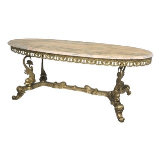 Gilt Brass and Marble Coffee Table, 1930 For Sale