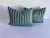 Early 21st Century Turquoise Stripe Velvet Pillows- a Pair For Sale - Image 4 of 6