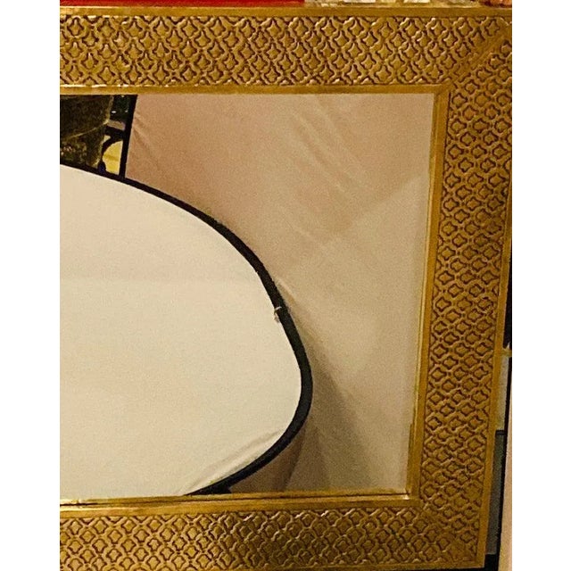 Modern Brass Floor or Console Mirror Hand Hammered Diamond Riveted Design For Sale - Image 10 of 12