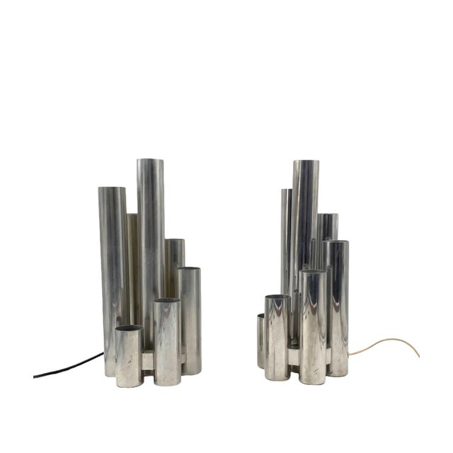 Hollywood Regency Italian Chromed Table Lamps by Gaetano Sciolari, 1970s, Set of 2 For Sale - Image 11 of 13