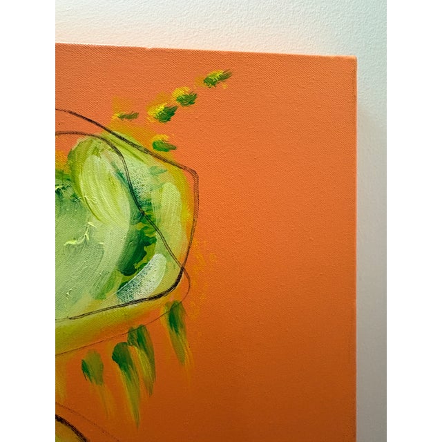 Orange Michelle Zastawny Signed Original Abstract Botanical Painting on Canvas For Sale - Image 8 of 17