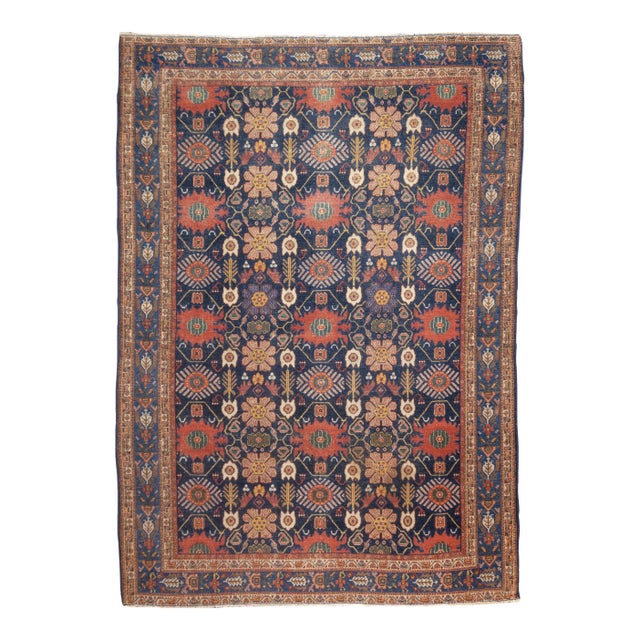 Fine Antique Persian Senneh Wool Rug 4’6" X 6’5" For Sale