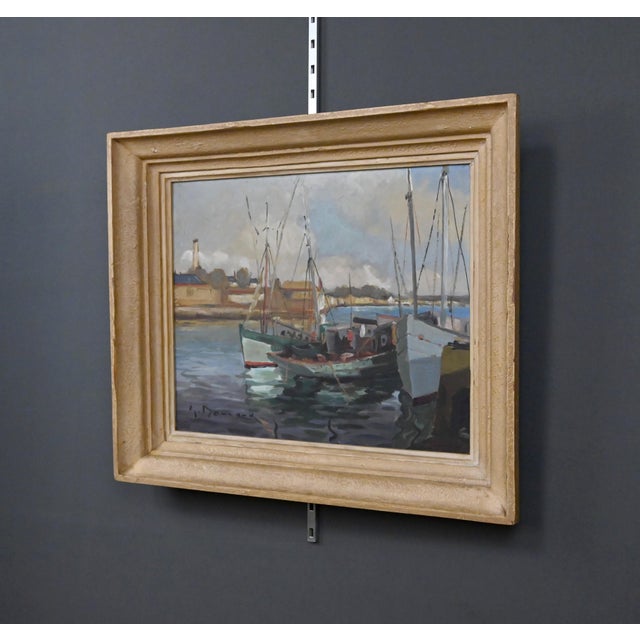 Boulard, Tuna Boats at Quayside, Oil on Panel, Mid-20th Century For Sale - Image 4 of 14