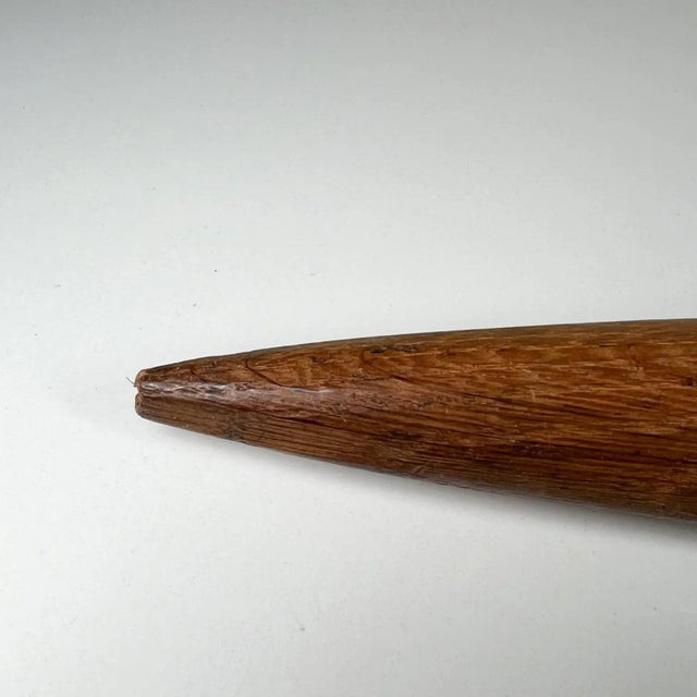 AMBIANIC presents Antique Wood Tool, treen fid grooved top for rope strap. Nautical collectible. 8.75 long x 2 diameter...