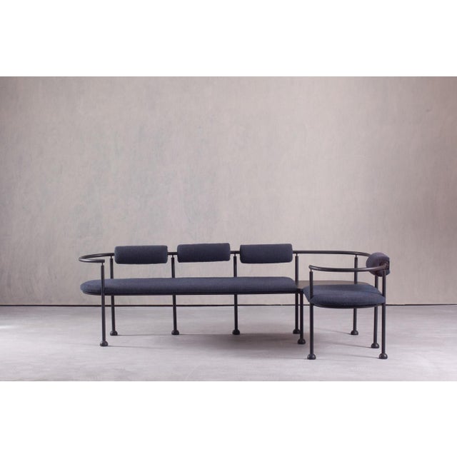 Vintage Steel and Fabric Bench, Italy, 1990s For Sale - Image 16 of 16