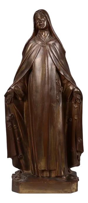 Large Holy Maria Statue in Bronze Painted Plaster, Belgium, 1930s