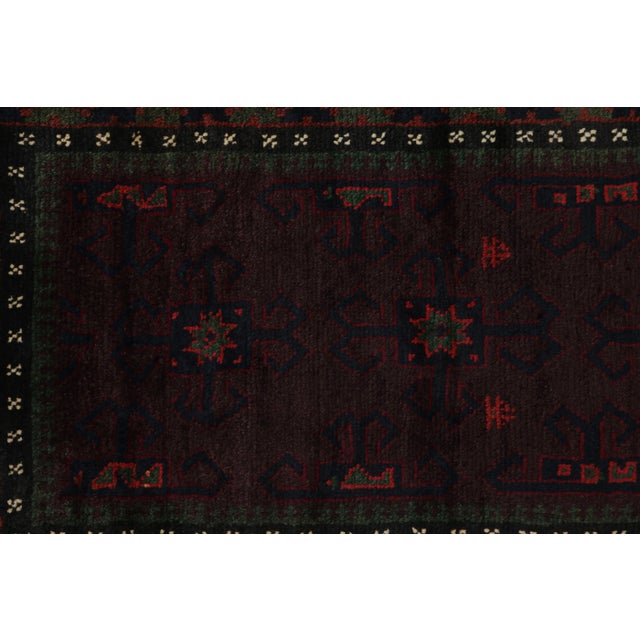Tribal Rug & Kilim’s Baluch Scatter Rug in Dark Purple, Red and Blue Geometric Patterns For Sale - Image 3 of 8
