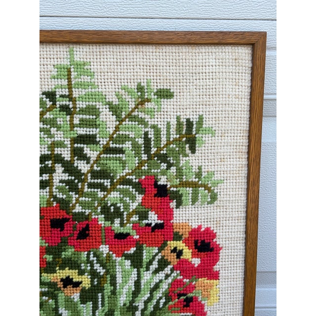 Midcentury Floral Potted Plants Needlepoint Wall Art For Sale - Image 11 of 12