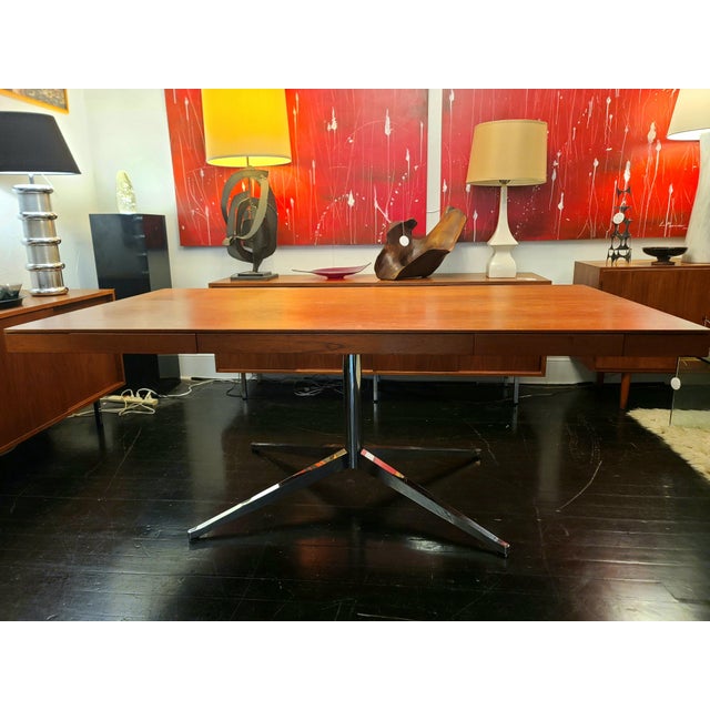 Florence Knoll Executive Desk Walnut Chrome For Sale - Image 12 of 12