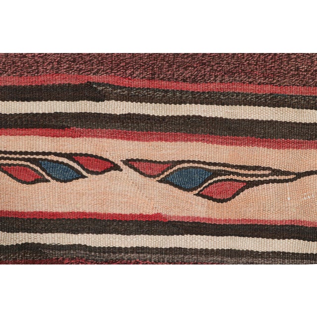 Traditional Vintage Azerbaijani Kilim With Beige-Brown and Red Stripes - Rug & Kilim For Sale - Image 3 of 7