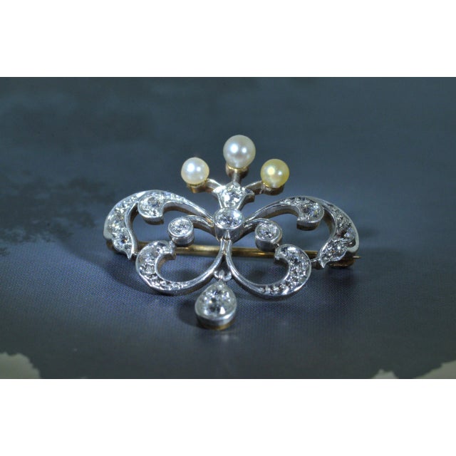 The Mariposa: Antique Diamond and Seed Pearl butterfly Pendant and brooch Combination For Sale - Image 4 of 7