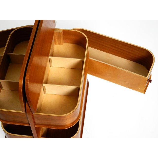 Mid-Century Modern Sewing Box with Teak Veneer and Many Compartments, 1950s For Sale - Image 17 of 18