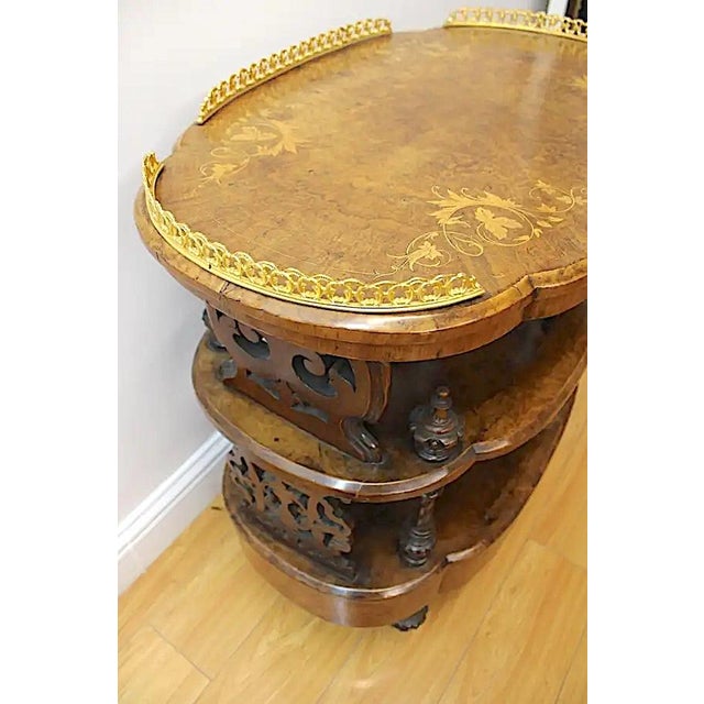 Late 19th Century Three-Tier, Burled Wood & Brass Bar Cart For Sale In San Francisco - Image 6 of 6