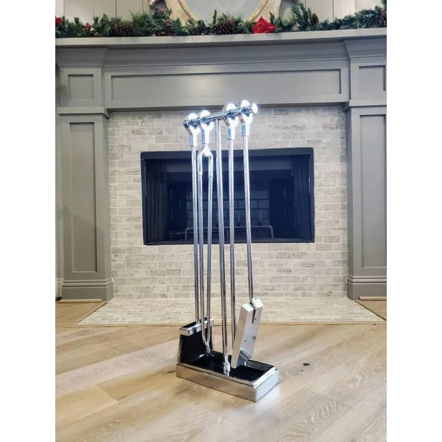 Danny Alessandro Mid-Century Modernist Danny Alessandro Chrome Fireplace Set For Sale - Image 4 of 11