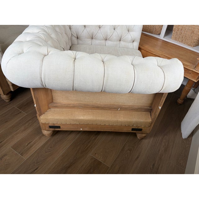 Set of 2 Restoration Hardware Deconstructed Chesterfield Chairs For Sale - Image 11 of 12