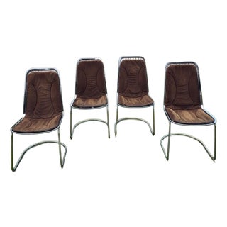 Set of 4 Attributed to Gastone Rinaldi Cantilever Chrome Design Chairs Rima Italy 1970 MCM For Sale