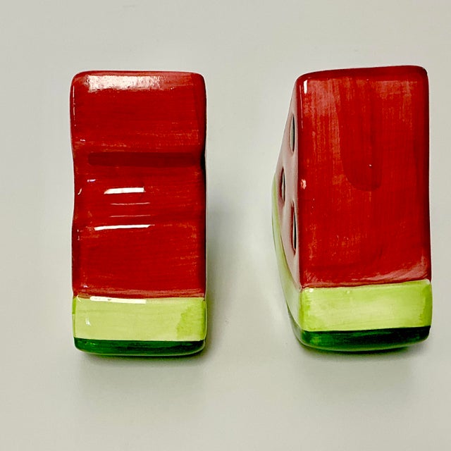American 1980s Vintage Americana Boho Chic Watermelon Salt & Pepper Shakers - A Pair. For Sale - Image 3 of 8