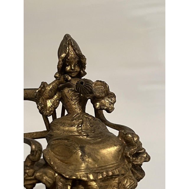 Bronze Statue Marble Girl with Cat LA Devideuse Par Maxim Antique For Sale - Image 10 of 18