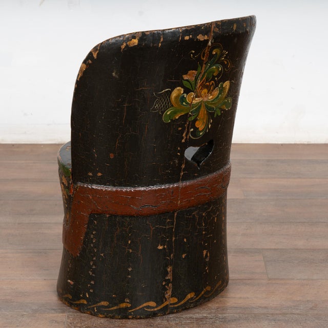 19th Century Original Painted and Carved Swedish Child's Kubbestol Log Chair For Sale - Image 12 of 12