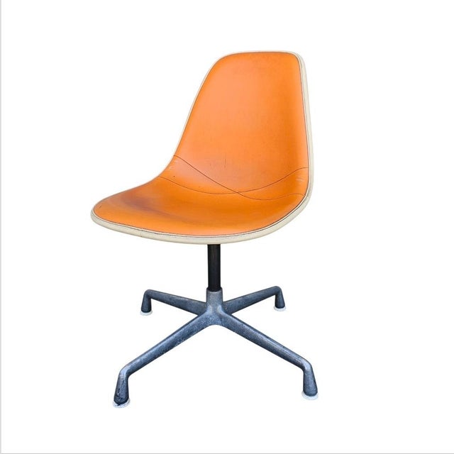 Mid Century Herman Miller Orange Ninyl Upholstered PSC Chair For Sale - Image 9 of 18