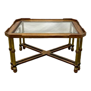 Vintage Knob Creek Chippendale Style Brass & Glass Coffee Table