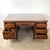 Chippendale Antique Queen Anne Style Burl Walnut Kneehole Desk — Brass Bail Pulls, Bun Feet, Glass Top, C. 20th Century For Sale - Image 3 of 12