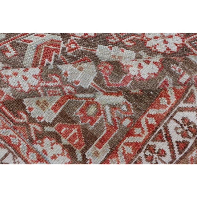 Antique Persian Malayer With Sub-Geometric Floral Design in Reds & Earthy Tones 3'5 X 9'2 For Sale - Image 11 of 12