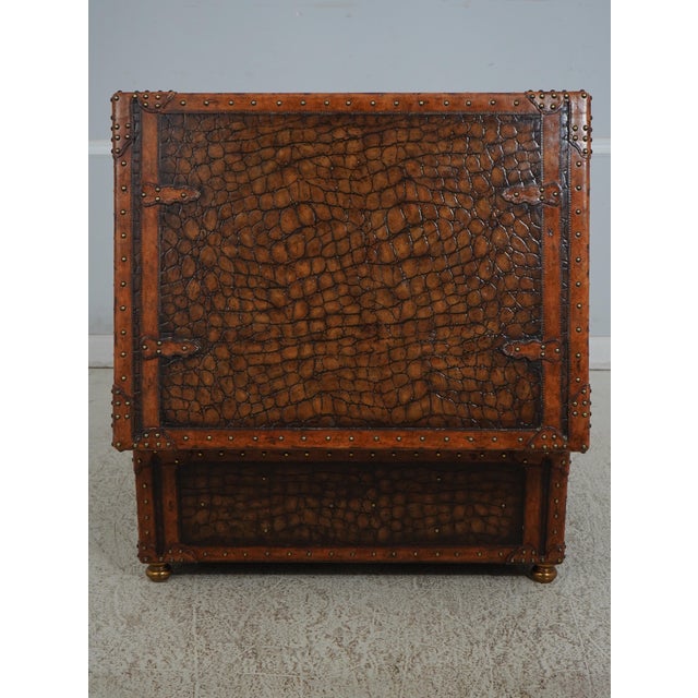 Maitland Smith Gator Pattern Leather Storage Trunk For Sale - Image 10 of 12