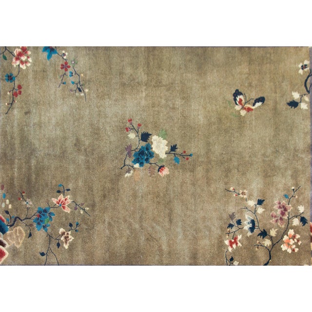 Tan Early 20th Century Chinese Art Deco Rug For Sale - Image 8 of 15