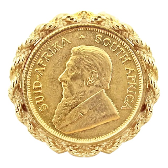 South African Coin Ring with Rope Bezel Frame, Size 8 For Sale