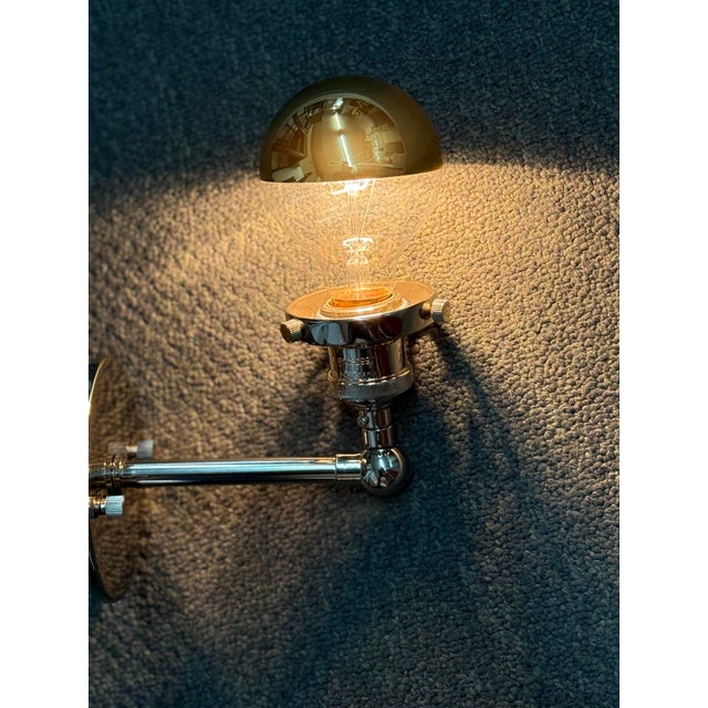 Restoration Hardware Bistro Globe Polished Steel Wall Sconces, a Pair For Sale - Image 9 of 12