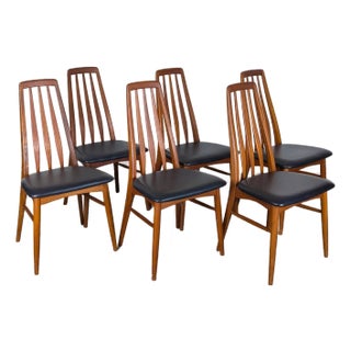 Mid Century Modern Teak Eva Dining Chairs by Niels Kofoed for Koefoeds Hornslet, Circa 1960s - Set of 6 For Sale