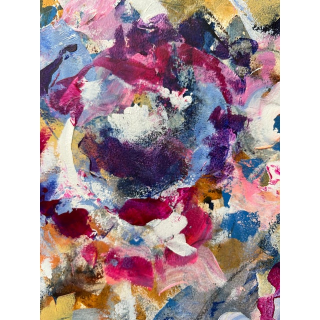 Abstract Original Abstract Mixed Media 20x16” Painting Signed Unframed “It’s a Party” Heavyweight Paper For Sale - Image 3 of 7