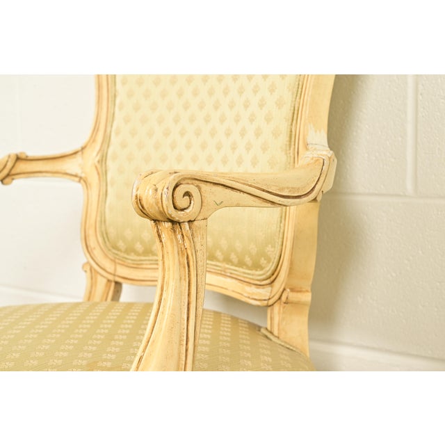 Wood Karges French Regency Louis XVI Cream Lacquered Armchairs, Pair For Sale - Image 7 of 14