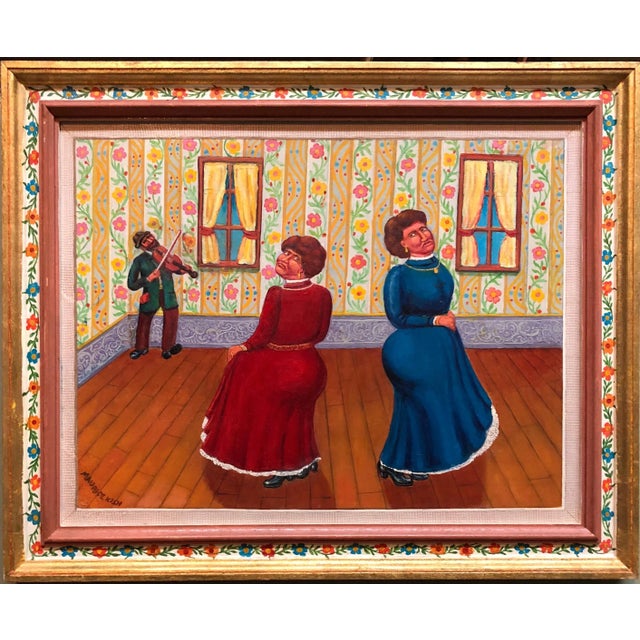 Genre: Modern Subject: Jewish Wedding Mechutanim Medium: Oil Surface: Board, size includes artist decorated frame Country:...
