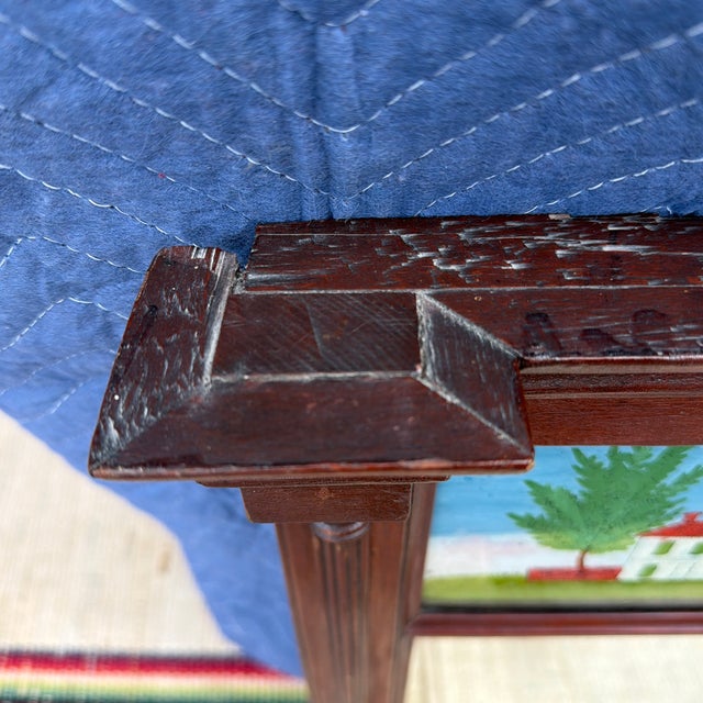 Early 19th Century Antique Pennsylvania Country Federal Two-Part Hall Mirror With Reverse Painted Églomisé Panel, Circa 1820s For Sale - Image 5 of 12