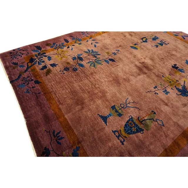 1920s 1920s Purple Mauve Antique Solid / Open Field Chinese Art Deco Carpet Rug For Sale - Image 5 of 10