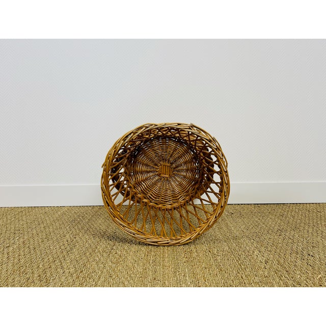 Beige Vintage Handcrafted Rattan Children's Armchair, 1960s For Sale - Image 8 of 11