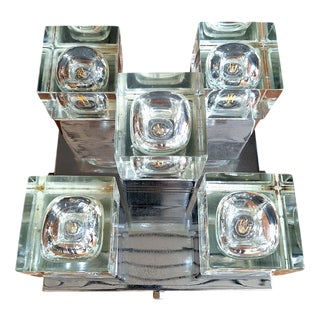 Table or Ceiling Lamp in Steel and Glass in the style of Gaetano Sciolari, Italy, 1960s For Sale