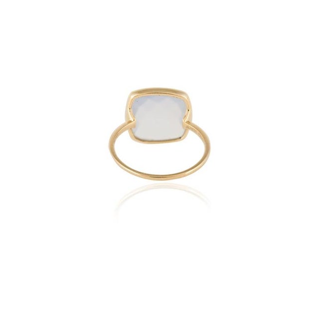 Gold 4.28 Ctw Bezel Set Chalcedony Gemstone Rings in 14k Solid Yellow Gold Size 11 For Sale - Image 8 of 8