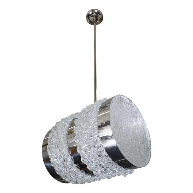 Barrel-Shaped Textured Murano Glass Pendant For Sale