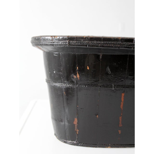 Early 20th Century Antique Chinese Primitive Coopered Wood Basin For Sale - Image 5 of 14
