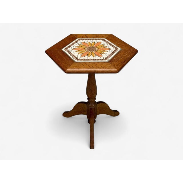 Mid-Century Modern Danish Modern, Oak, Ceramic, Side Table, Denmark, 1975 For Sale - Image 3 of 9